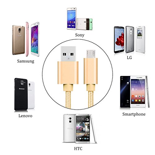 iMusi Micro USB Kabel für Android Smartphone Aufladen und Daten Transportieren High Speed [Syncwire & Ladekabel] – für Samsung Galaxy, HTC, Huawei, Sony, Nexus, Nokia, Kindle und mehr Gold - 3