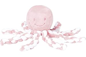 Nattou- Lapidou Peluche Poulpe, Dès la Naissance et pour Bébés Prématurés, 23 cm, Rose/Blanc, 878753