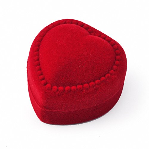EYS Samt Herz Schmuck-Etui rot für Ohrringe 47 x 47 x 35 mm – Schachtel Schatulle Box Geschenk-Verpackung EYSBOX - 3