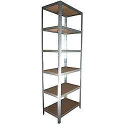 shelfplaza® HOME Étagère charge lourde métallique galvanisé de 180x60x50 cm avec 6 tablettes - entrepôts garage grenier atelier maison