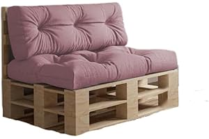 chilly pilley Cojín de paleta de la UE impermeable cojín de jardín impermeable copos de espuma varios tamaños y colores (2er Set PuderRose)