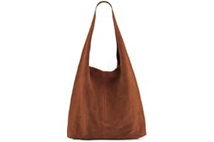MODELISA - Bolso Saco Piel Antelina Shopper Made In Italy Mujer