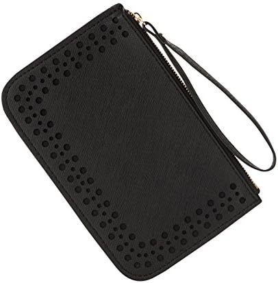 Small Leather Pouch with Wristlets for phone and Card Holder Coin Purse Black