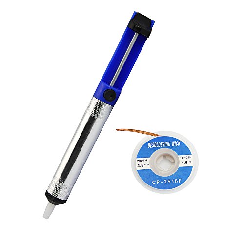 Zilong Entlötlitze Entlötpumpe Set, Lötmittel-Sauger Desoldering Vakuumpumpe, Lötmittel Sauger, Blau