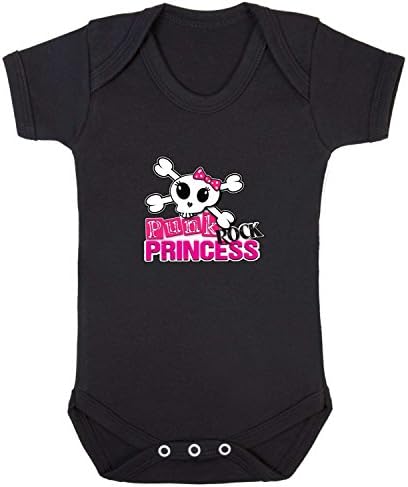 Punk Rock Princess Babygrow. 3-6 Months. Black