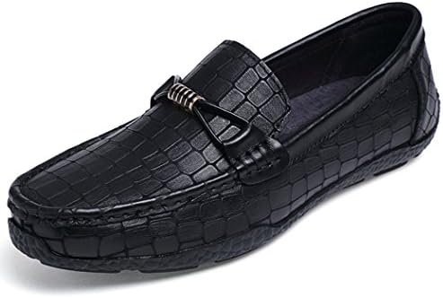 Men's Loafers Casual Slip Ons Driving Office Work School Shoes Soft Cow Leather Flats Black QIANLING COLLECTION UK7