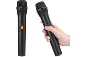 fasient1 Micrófono inalámbrico Universal V16U, micrófono de Mano Universal de recepción USB VHF 2 en 1, micrófono inalámbrico para Rendimiento/reuniones/Iglesias