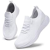 freizeitschuhe herren 2019  HKR Damen Sportschuhe Atmungsaktiv Gym Turnschuhe Leichtgewicht Laufschuhe Lace Up Freizeitschuhe Trainer Outdoor Sneaker für Damen Weiß 40 EU