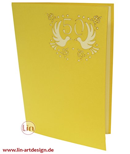 LIN-POP UP Karte Hochzeitskarten, Hochzeitseinladungen, 3D Karte Jahrestag, 3D Karten Grußkarten 50. Hochzeit, 50.Hochzeitjubiliäum Hochzeitsglückwunsch, Torte - 3