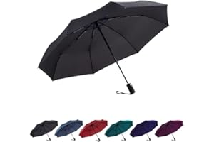 ROYALWORTH Windproof Travel Umbrella - Compact, Light, Full Automatic Open/Close - Folding Backpack Umbrella for Rain & Sun UV Protection For Men & Women, Unbreakable 8 Fiberglass Ribs UK Design