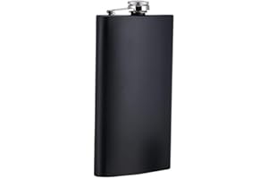 ToBeIT Flasque en acier inoxydable de 300 ml en noir mat avec entonnoir pratique – Bouteille de poche, bouteille de liqueur (300 g)