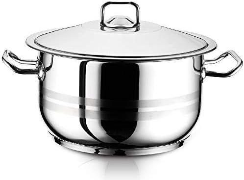 Arian Gastro Casserole Pot with Lid Stainless Steel Pan Induction Base (28 cm 10.5 L)