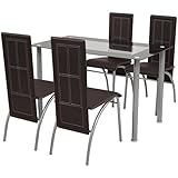 esszimmergarnituren Material: Pulverbeschichteter Stahlrahmen + Tischplatte aus gehärtetem Glas Möbel Möbelgarnituren Küchen- Esszimmergarnituren