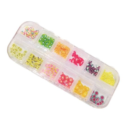 NAILFUN 240 Fruity Fimo Slices in a Storage Box