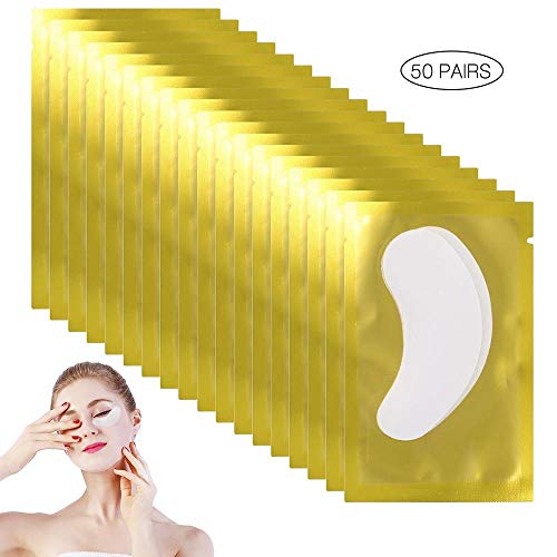 50 Paare Augenpads Augenpads Professional Eye Gel Patch mit dynamischer Passform für Wimpernverlängerung Augenverlängerungen Wimpern Schönheit, fusselfrei(Gold)
