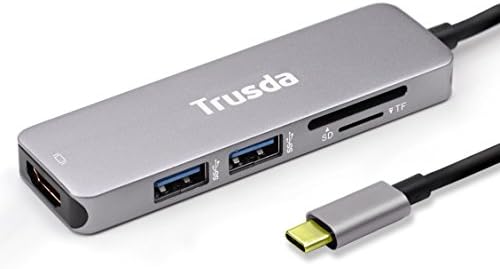 USB C Hub,Trusda Type C to HDMI 4K Adapter with SD Card Reader,TF Card-Reader,2 USB3.0 Ports for New MacBook,MacBook Pro 2016/2017,Chromebook Pixel,Galaxy S8 and More Type-C Devices