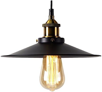 Retro Dig Industrial Vintage Style Light Fitting Black Metal Ceiling Pendant Lamp Shade Light Lighting for Kitchen Loft Bedroom Office 22.5cm