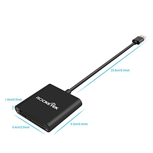 Rocketek USB 3.0 Aluminium Kartenleser Adapter – Schreiben und Lesen mit 3 Steckplätzen für SD / Micro SD / CF / TF und mehr Speicherkarten - 3