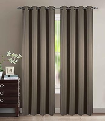 UNIVERS-DECOR Lot de 2 Rideaux occultant Thermique 140 x 260 cm (2 Panneaux 140 x 260 cm, Taupe)
