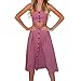 Produktbild VENMO Damen Zwei Stücke Urlaub Bowknot Lace Up Strand Tasten Tops Rock Set Frau Sleeveless Einfarbigen Knopf Fliege Mantel Shirt Zweiteilige Anzug Urlaub Strand Tasten Tops Rock Kleider (Hot Pink, S)