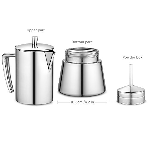 Ecooe Moka Espressokocher Edelstahl Kaffeekocher 6 Tassen - 3