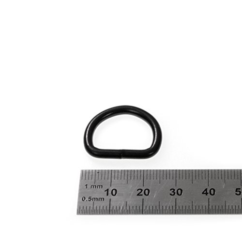 10er Set D Ring aus Edelstahl, 24mm x 20mm, nichtrostend, Ideal in Verbindung mit Paracord 550 zu verarbeiten, geschweißter Stahl, Farbe schwarz eloxiert Marke Ganzoo - 3