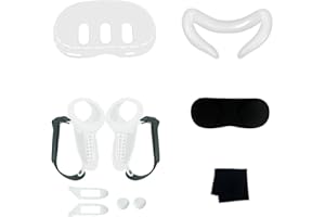 BeisDirect VR Silikon Cover Zubehör für Meta Quest 3, 10 in 1 Set Silikon VR Shell Cover, Face Cover Pad mit Objektivdeckel, Controller Grip Cover mit Batterieöffnung und Rocker Cap (Weiß)