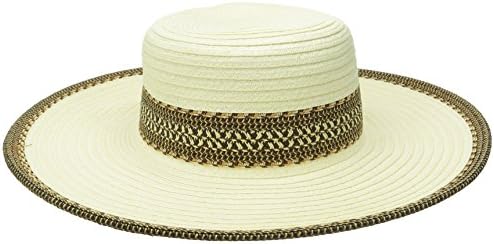 San Diego Hat Company Women's Ultrabraid Sun Brim Hat with Contrast Pattern Band -  Off-white - 