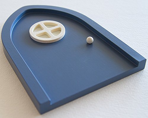 Wichteltür für die Wand im Kinderzimmer – mit praktischen Klebepunkten – Echtholz – kindersicher – schadstoff-frei (Blau) - 3
