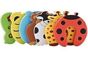 JAMHOODIRECT Desconocido Generic Tope para Puerta Protector de Dedo pellizco jamhoo niños Seguridad Colorful Cartoon Animal Espuma Tope para Puerta cojín para bebé Niños Segura Juego de 7