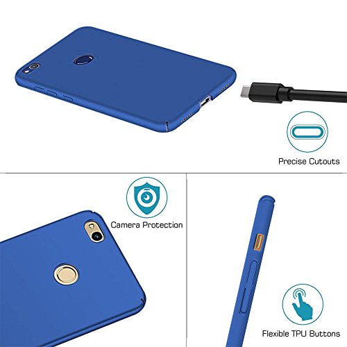 Qissy Carcasa Huawei P8 Lite  2017 Series  Incluido Anti-Scratch Anti-Huella Dactilar a Prueba de Choque Suave Protective Case Cover Skin para Huawei P8 Lite 2017 Series  Azul Real 