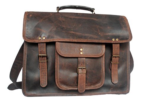 Preisvergleich Produktbild Prämie Qualität Handgemacht Traditionellen Laptoptasche Ledertasche Umhängetasche Leder Notebooktasche Schultertasche Kuriertasche Mit Vintage und antikem Look Für Hochschule, Büro, Reise und Alltag . Ein Geschenk von indischen Handwerkern.