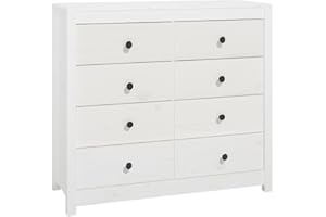 vidaXL Armario Auxiliar Mueble Aparador Cajones Cómoda Almacenamiento Sala de Estar Baño Entrada Cocina Madera Maciza de Pino Blanco