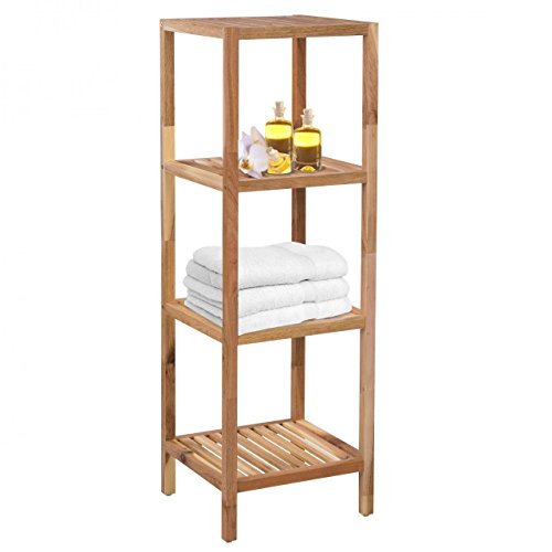 Badregal Holz Badezimmerregal Haushaltsregal Standregal Regal Bad Holzregal 4 Regalböden