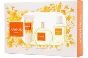 ANOUK - Original Colonia 100 ml + Crema de Cuerpo 75 ml + Gel de Baño 100 ml, Estuche de Regalo Mujer, Eau de Toilette Natural y Femenina, Aroma Cítrico y Floral, Fragancia Fresca de Larga Duración