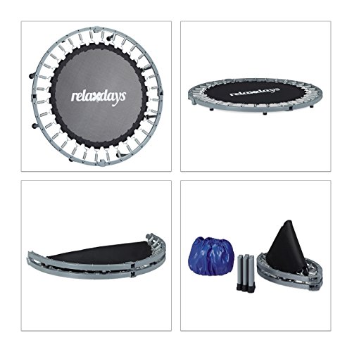 Relaxdays Trampolin faltbar, Indoor, Fitness H x B x T: 22 x 95 x 95 cm, Maximalbelastung 100 kg, blau-schwarz - 3