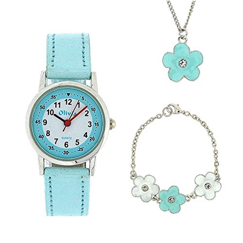 The Olivia Collection Kids Flower Watch & Jewellery Gift Set For Girls KS005