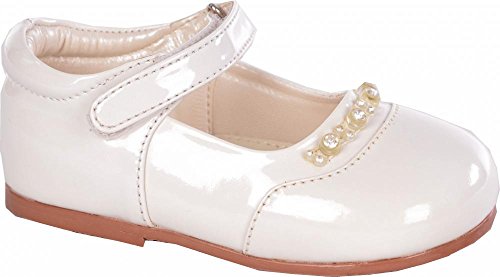 Baby Girls Cream Patent Diamond Shoes