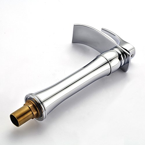 BONADE® Hoher Auslauf Einhebel-Waschtischarmaturen Wasserfall Wasserhahn Armatur Bad für Badezimmer Waschbecken, 59 Kupfer, Chrom - 4