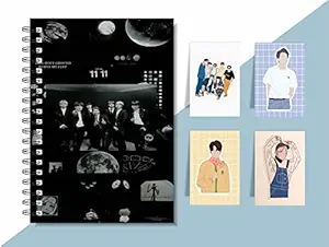 BTS BANGTON Boys New 2022 Gift Set Edition + Free Personalized Bookmark by CRAFT MANIACS | Best 2022 Gift for BTS Army (BTS 11:11 Black Gift Set ( Diary + 4 Bookmarks ))