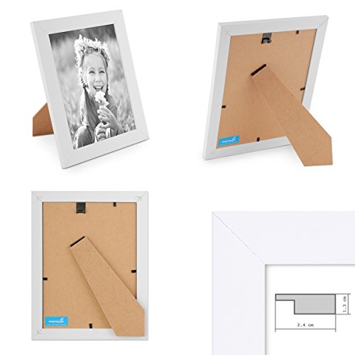 5er Bilderrahmen-Set 21×30 cm DIN A4 Photolini Basic Collection Modern Weiss aus MDF inklusive Zubehör / Bilderrahmen-Collage - 3