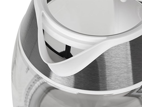 Teesa TSA1510W Kabelloser Wasserkocher, rostfreier Stahl mit Borosilikatglas und Gehäuseelementen, weiß - 2