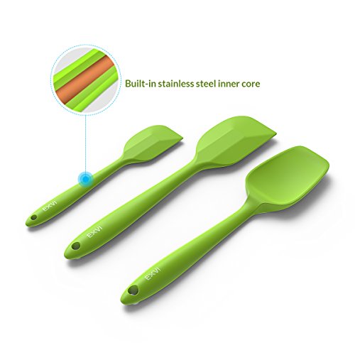 EXVI 3-teilig Flexible Spachtel Silikon-Set Hitzebeständig Antihaft (Grün) - 3
