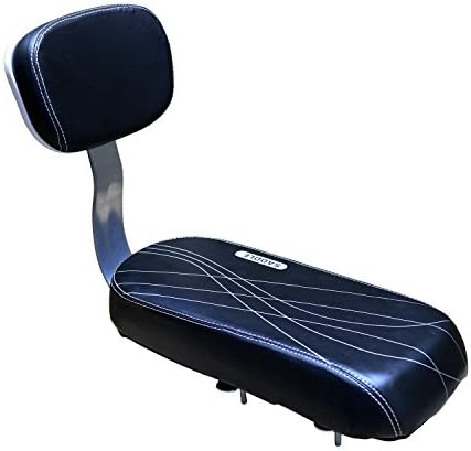 Bike Seat,Sanmersen PU Leather Bicycle Back Seat Cushion Child Bike Rear Rack Seat Cover Saddle With Back Rest,Black with Line Pattern (Black with Line Pattern)