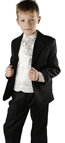 5-Piece Boys Black & Cream Suit