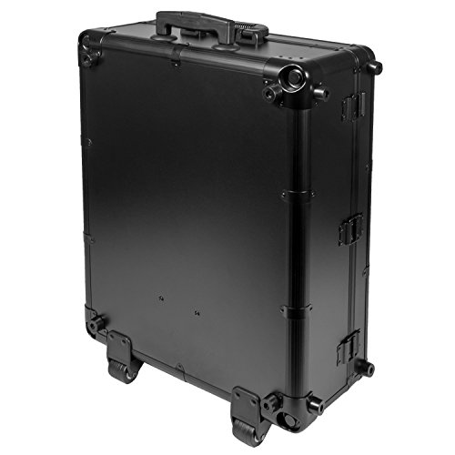 Visagisten-Trolley Kosmetikkoffer Visagistenkoffer Alutrolley Beauty Case Schminktisch + Spiegel + Beleuchtung Los Angeles Schwarz Silber 66x50x26 cm - 6