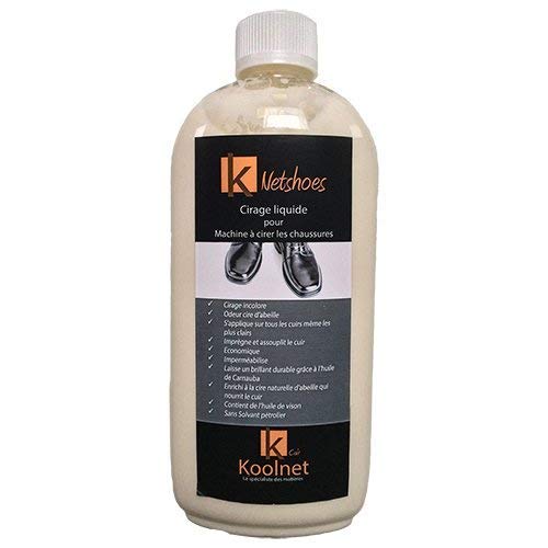 Koolnet NETSHOES - Cirage Chaussure Liquide incolore pour cireuse Chaussure et utilisable à la Main - Flacon de 500ml