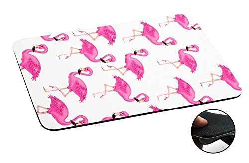 947 - Cool Cute Fun Flamingo Doodle Collage Kawaii Pink Illustration Pink Birds Design Macbook PC Laptop Anti-slip Mousepad Mouse Mat Tpu Leather Stark haftende Unterseite für optimalen Halt