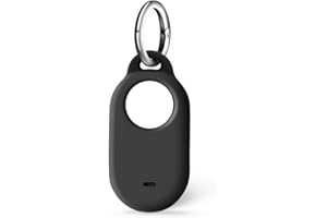 SUKADE Silicone Case for Samsung SmartTag2, Silicone Cover with Keychain for Samsung Galaxy Smart Tag2 (Black)