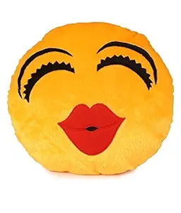 Jassi Toy Soft Kiss Smiley Cushion, Yellow (35 cm)